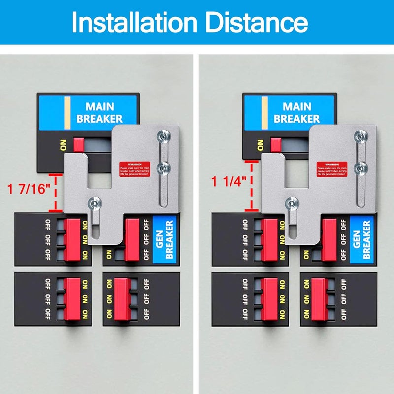 ACANORA Generator Interlock Kit Compatible with Eaton Cutler Hammer BR Series 150 and 200 Amp Panels, 1 1/4 to 1 7/16 Inches Spacing, Silver - Image 2